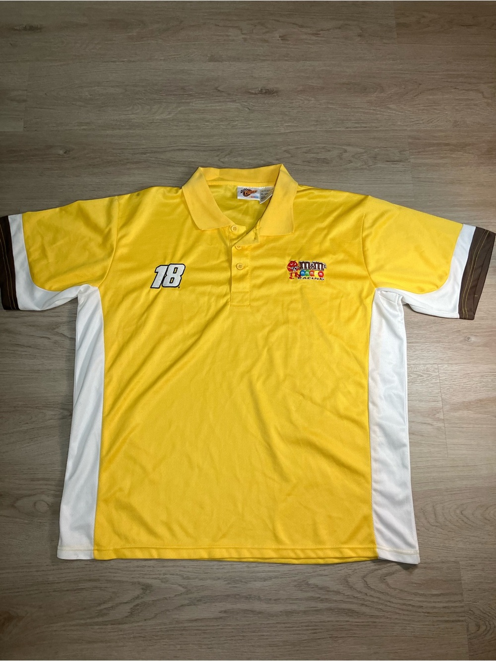 Men's Yellow Polo with White Panels - Team Racing Logo